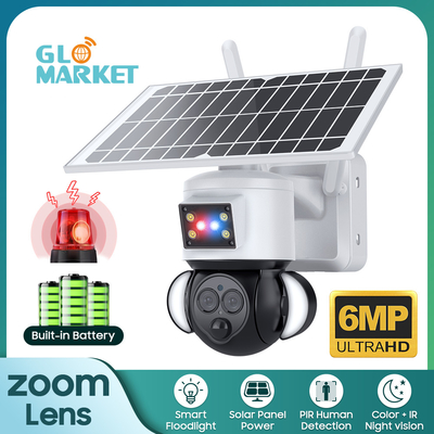 Glomarket 12X ZOOM Прожектор Солнечная батарея PTZ 6MP Камера Умный Wifi / 4G Ubox Камера безопасности