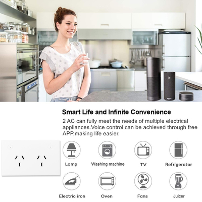 Glomarket Tuya Au Smart Wifi Socket Timer Беспроводная розетка с 2 usb-разъемами для работы с Alexa и Google Home