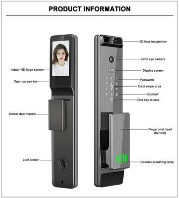 Glomarket Tuya Digital Smart Lock Полностью автоматическая биометрическая система безопасности отпечатки пальцев 3D распознавание лица пароль дверной замок