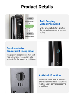 Glomarket Полностью автоматический Tuya Wifi Smart Door Lock Мобильный телефон Управление пальцем Цифровой пароль Умный замок с камерой