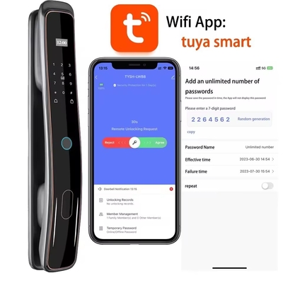 Glomarket Полностью автоматический Tuya Wifi Smart Door Lock Мобильный телефон Управление пальцем Цифровой пароль Умный замок с камерой