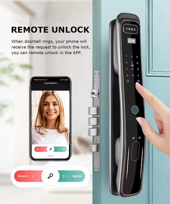 Glomarket Полностью автоматический Tuya Wifi Smart Door Lock Мобильный телефон Управление пальцем Цифровой пароль Умный замок с камерой