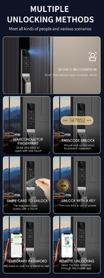 Glomarket Алюминиевый сплав Автоматический Tuya Smart Door Lock 3D распознавание лица видео интерком цифровой отпечаток пальца замок