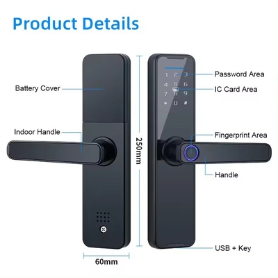 Glomarket Wifi Tuya Smart Door Lock Алюминиевый отпечаток пальца Пароль Карта Ключ Разблокировать Биометрический Цифровой Умный Замок