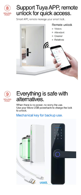 Glomarket Wifi Tuya Smart Door Lock Алюминиевый отпечаток пальца Пароль Карта Ключ Разблокировать Биометрический Цифровой Умный Замок