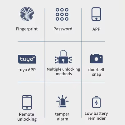 Гломаркет Wifi Биометрическое электронное приложение Tuya Удаленный смарт-замок Умный отпечаток пальца Замок двери с глазом кошки