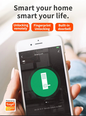Glomarket Tuya Smart WiFi Digital Door Lock Code RFID IC Card Smartphone App Отключается биометрический отпечаток пальца Умный замок
