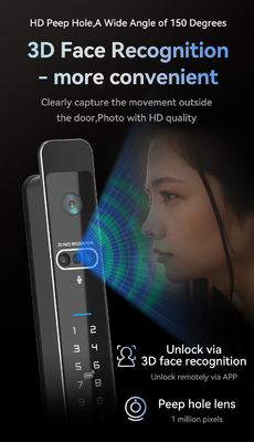 Glomarket Tuya 3d Face Cerradura Inteligente Автоматическая электрическая камера Wifi отпечаток пальцев Цифровой смарт-замок двери