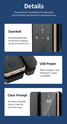 Glomarket Wifi Tuya App Удаленное управление Умный отпечаток пальца Стеклянная дверь Замок Карта Пароль Лицо Разблокировать Для Нажатия Сдвижная дверь