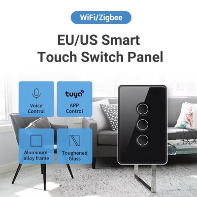 Tuya US Wifi / Зигби закаленное стекло Конкавный кнопка сенсорный свет переключатель 1/2/3/4 Ганг Wifi переключатель