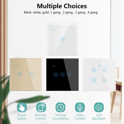 Glomarket EU 1/2/3/4 Gang Tuya Smart Switch Light Alexa Voice Control Touch Glass Wall Wireless WiFi Электрический переключатель