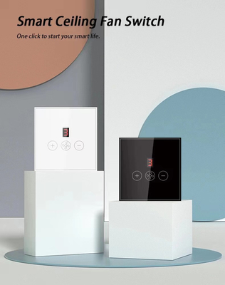 Glomarket Tuya Smart Wifi Ceiling Fan Switch Eu Стандартное стеклянное сенсорное стеновое приложение Удаленное управление электрическим переключателем скорости вентилятора