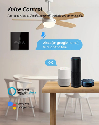 Glomarket Tuya Smart Wifi Ceiling Fan Switch Eu Стандартное стеклянное сенсорное стеновое приложение Удаленное управление электрическим переключателем скорости вентилятора