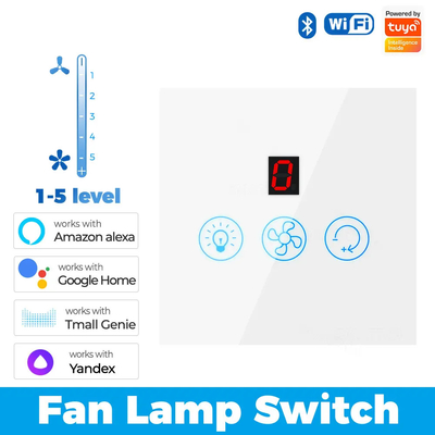 Glomarket Tuya Wifi Fan Light Switch Touch 3 в 1 Switch 5 скоростной регулировки потолок Фан переключатель для Alexa Google Home