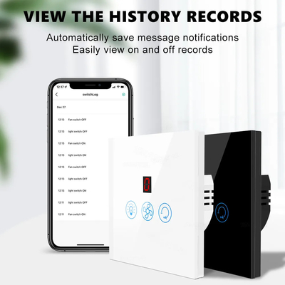 Glomarket Tuya Wifi Fan Light Switch Touch 3 в 1 Switch 5 скоростной регулировки потолок Фан переключатель для Alexa Google Home