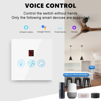 Glomarket Tuya Wifi Fan Light Switch Touch 3 в 1 Switch 5 скоростной регулировки потолок Фан переключатель для Alexa Google Home