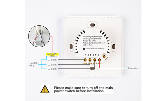 Glomarket Tuya Wifi Smart Wall Light Switch 1/2/3 Gang Support Voice/app/touch Control с дисплеем температуры