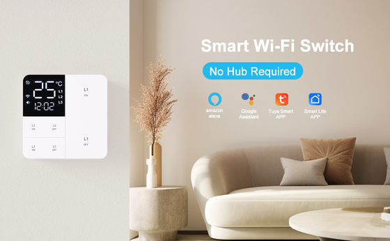 Glomarket Tuya Wifi Smart Wall Light Switch 1/2/3 Gang Support Voice/app/touch Control с дисплеем температуры
