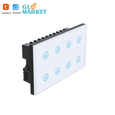 Glomarket Smart Home 8 Gang Wall Switch US Standard Tuya Voice APP Дистанционное управление Беспроводной настенной сенсорной подключителем