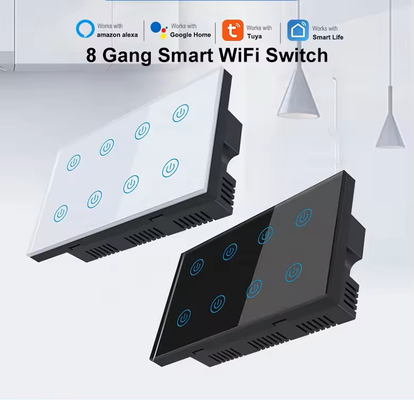 Glomarket Smart Home 8 Gang Wall Switch US Standard Tuya Voice APP Дистанционное управление Беспроводной настенной сенсорной подключителем