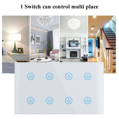 Glomarket Smart Home 8 Gang Wall Switch US Standard Tuya Voice APP Дистанционное управление Беспроводной настенной сенсорной подключителем