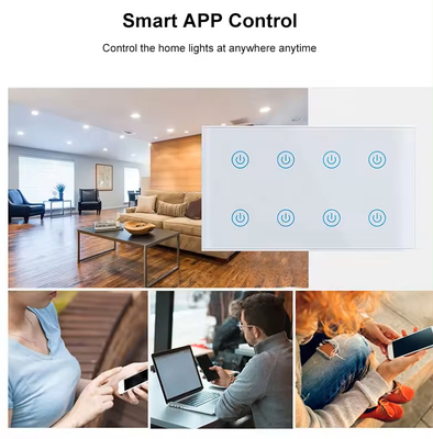 Glomarket Smart Home 8 Gang Wall Switch US Standard Tuya Voice APP Дистанционное управление Беспроводной настенной сенсорной подключителем