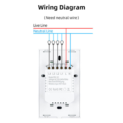 Glomarket Новый дизайн продуктов Tuya Smart Wifi Wall Switch Us Стандартная стеклянная сенсорная панель Световой переключатель поддержка приложения дистанционного управления
