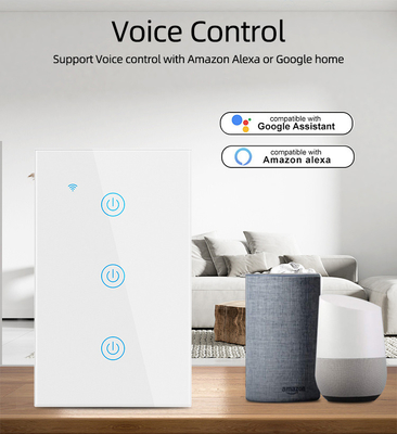 Glomarket Новый дизайн продуктов Tuya Smart Wifi Wall Switch Us Стандартная стеклянная сенсорная панель Световой переключатель поддержка приложения дистанционного управления