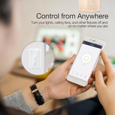 Glomarket Новый дизайн продуктов Tuya Smart Wifi Wall Switch Us Стандартная стеклянная сенсорная панель Световой переключатель поддержка приложения дистанционного управления