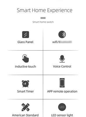 Glomarket Новый дизайн продуктов Tuya Smart Wifi Wall Switch Us Стандартная стеклянная сенсорная панель Световой переключатель поддержка приложения дистанционного управления