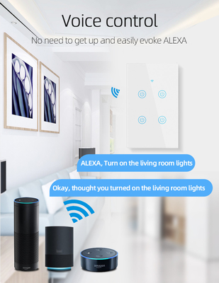 Glomarket Новый дизайн продуктов Tuya Smart Wifi Wall Switch Us Стандартная стеклянная сенсорная панель Световой переключатель поддержка приложения дистанционного управления