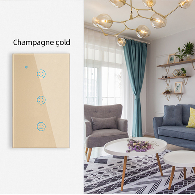 Glomarket Новый дизайн продуктов Tuya Smart Wifi Wall Switch Us Стандартная стеклянная сенсорная панель Световой переключатель поддержка приложения дистанционного управления