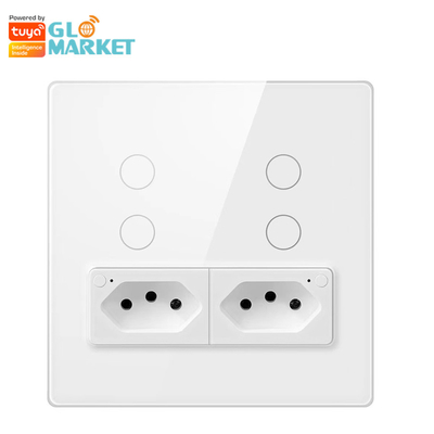 Glomarket Smart Wifi Бразилия Стандартный умный дом Tuya Smart 4 Gang Switch And Socket Wifi Умный настенный разъем Работа с Alexa
