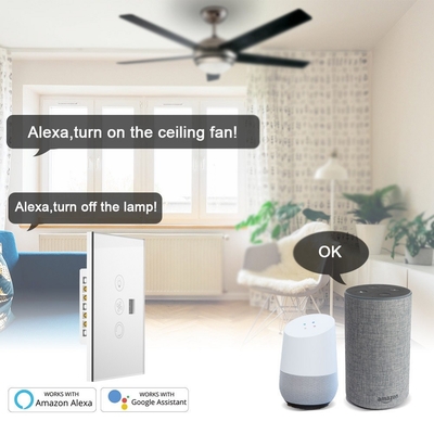 Glomarket Tuya Wifi Smart Fan Switch Tuya Smart Switch Фанат скорость света включения и выключения голосового управления Управление переключателем EU / US Standard